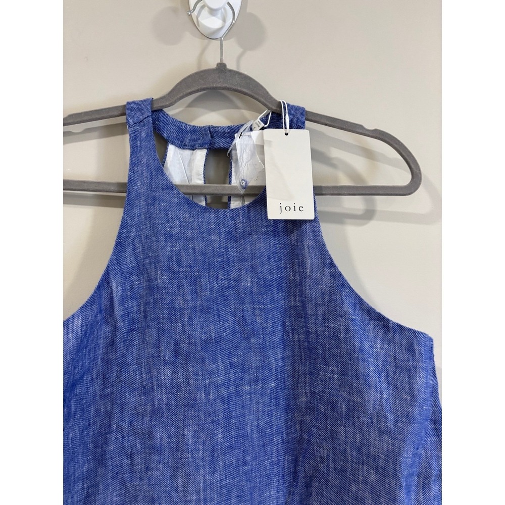 Joie Diega B Dress Blue New With Tags Linen Halter Neck Drawstring Mini S - Picture 4 of 6